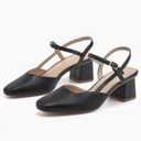 Rilista Women's Slingback Chunky Low Heels Closed Square Toe Heel Wedding Party Dress Pumps Shoes 7.5