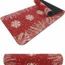 Christmas Snowflakes Heat Table Runner Long, Winter Xmas Pine Leaf Red on Linen Table Countertop Protector Waterproof Non-Slip Decorative Heat Proof Place Mat for Kitchen Dining Room 40"x12" (Bright Red Beige)