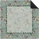 Vintage Green Chinoiserie Mahjong Mat 31.5" x 31.5", Chinese Flower Bird Non-Slip Noise Reduction Mahjong Table Cover Accessories for Dominoes Poker Card Board and Tile Games Gifts