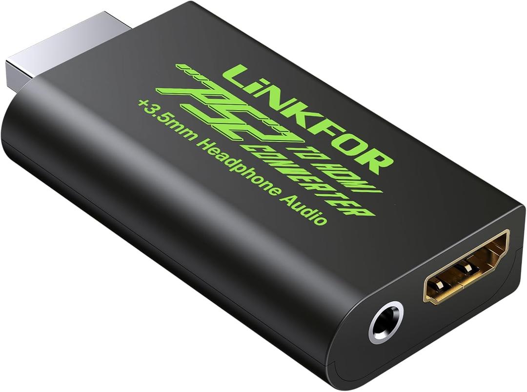 LiNKFOR PS2 to HDMI Converter for Sony Playstation 2 PS2 to HDMI Adapter with 3.5mm Headphone Audio Jack for HDTV HDMI Monitor, Black