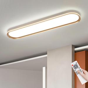 ADISUN Modern LED Ceiling Light Dimmable Linear Ceiling Light 39.4in Semi Flush Mount Long Lights with Remote Control and Side Lighting for Living Room Kitchen Dining Room Gold, 1 Pack