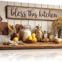 WLWBINTING Vintage Kitchen Wall Art, Rustic Still Life Canvas Print, Bless Kitchen Wall Decor Painting,Country Kitchen Decor Poster Picture,Wall Pictures For Dining Room, Farmhouse Home Decor, 40"L x 20"W