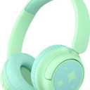 iClever BTH22 Kids Bluetooth Headphones, 60H Play Time, 74/85 dBA Safe Volume, Bluetooth 5.4, USB C, Over Ear Kids Headphones Wireless with Mic AUX Cord for iPad/Tablet/Travel/School (Green)