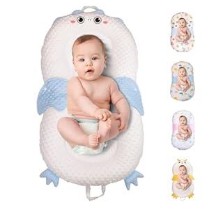 Baby Lounger for Newborn & Infant – Penguin Cozy | Quilted-Padding Center, Adjustable Safety Strap, 100% Cotton Cover, Washable Portable Infant Support Cushion by Sprinta