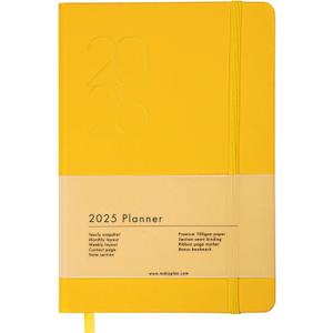 2025 Planner (Mustard) Soft-touch PU Leather Yearly Agenda, Ribbon Page Marker, 8.1 x 5.9 Inches Dated Planner, Smudge-Free Paper, Monthly, Weekly & Daily Layout with Bookmark & Elastic Closure