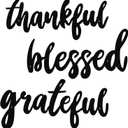 3 Pieces Thankful Grateful Blessed Word Sign Thanksgiving Letter Wall Sign Metal Letter Home Wall Art Decoration Rustic Farmhouse Metal Cutout for Indoor, Outdoor, Living Room and Bedroom (Black)