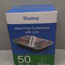 Dealusy 50 Pack (100-Piece) 38 oz Meal Prep Containers Reusable with Lids, Sturdy Leakproof & Food Safe, Microwave, Freezer, Dishwasher Safe Prep Containers, To Go Take Out Plastic Food Storage
