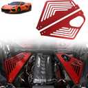 Sekhyna Engine Bay Panel Cover Trim Compatible with Chevrolet Corvette C8 Stingray 2020-2024 Aluminum Alloy 2PCS Engine Compartment Left Right Protection Leakproof Cover Trim Accessories (Red)