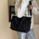 Makukke Tote Bag Women Large Crossbody Bag Stylish Handbag for Women Corduroy/Canvas Hobo Bag Fashion shoulder Bag Purse (Black)