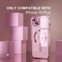 Misea Magnetic for iPhone 15 Plus Case Compatible with MagSafe [Never Yellowing] [Military Grade Drop Protection] Full Camera Lens Protector Plating Soft Clear Phone Case for Women, Pink