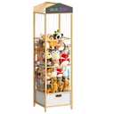 HOOBRO Stuffed Animal Storage & Organizer, Bamboo Stuffed Animal Holder with Fabric Drawer and DIY Chalkboard, Plush Toy Organizer for Playroom, Living Room, Nursery, Natural and Beige YL66CW01