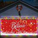 Ganeen 6.4x16 ft LED 2025 Christmas Garage Door Banner String Light Large Rustic Xmas Garage Door Decorations Xmas Banner Cover Backdrop Holiday Cover Decoration(Believe)