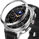 Bezel Cover Compatible with Samsung Galaxy Watch 8 Classic Case 46mm, Stainless Steel Bezel Ring Adhesive Cover Anti Scratch Protector Accessory, Silver