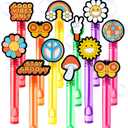 Groovy Party Favors for Kids  24PCS Retro-Themed Bubble Wands, Great for Birthday Supplies, Pinata Fillers, Goodie Bags & Classroom Rewards