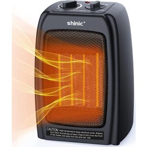 Shinic Space Heater for Indoor Use, 1500W/750W/ECO Ceramic Space Heater, 1s Fast Heat, Overheat and Tipover Protection, Portable Electric Heater, Safe and Quiet Office Small Room Desk Heater, Black