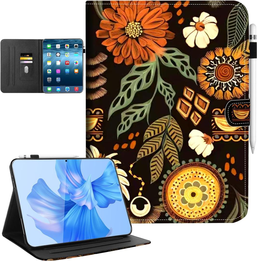 for iPad (A16) 11th Generation Case 2025, iPad 10th Generation Case, ipad case 10th Generation with Pencil Holder Multi-Angle Adjustable Stand Magnetic Closure/Card Slots/Auto Wake Sleep, Boho Floral