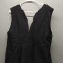 yoeasy Women's Sleeveless V Neck Shorts Denim Romper Tie Front Ruffle Cute Loose Jean Short Overalls with Pockets (Large, Black)