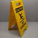 SmartSign 25 x 12 inch Caution - Icy Surface Two-Sided Folding Floor Sign with Symbol, Digitally Printed Polypropylene Plastic, Black and Yellow