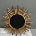 18 Inch Boho Sunburst Mirror, Round Wooden Wall Decor Starburst Sun Mirror for Bedroom, Living Room, Bathroom, Hallway, Balcony, Farmhouse Entryway, Housewarming GiftRustic Brown