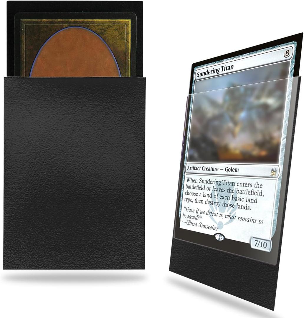 Black Card Sleeves 200 Pack Compatible with MTG Card Sleeves Sturdy Matte Back Finish, Perfect Shuffling - Protect All Your Trading Collectible Cards, Never Tear 66x91mm