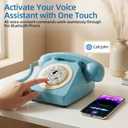 Bluetooth Vintage Phone with Voice Assistant,Bluetooth Retro Phone Compatible with Android & iOS, Physical Telephone with Volume Control, Blue