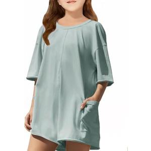 CharmWM Girls Summer Casual Romper Short Sleeve Oversized Jumpsuit Kids Shorts Teens Fashion Cothes Size 150