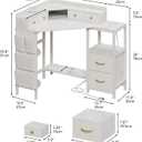 VENNQD Corner Desk with 6 Drawers Shelves for Small Space Computer Desk with Power Outlets,Gaming Desk with Printer Monitor Stand Storage for Home Office Workstation Writing Table (White, 31.5)