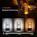 Portable Metal Table Lamp for Indoor/Outdoor ,Rechargeable Cordless LED Lamp, 3-Colour Infinitely Dimming Battery Powered Small Desk Lamp, Restaurant/Bedroom/Bar/Coffee Shop/Camping Light (Black)