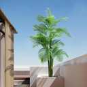 7FT Fake Palm Trees, Artificial Golden Cane Palm Tree 84IN, Green Large Tropical Palm Fake Plant in Pot for Indoor Outdoor, Living Room Outside Patio Office Home Decor