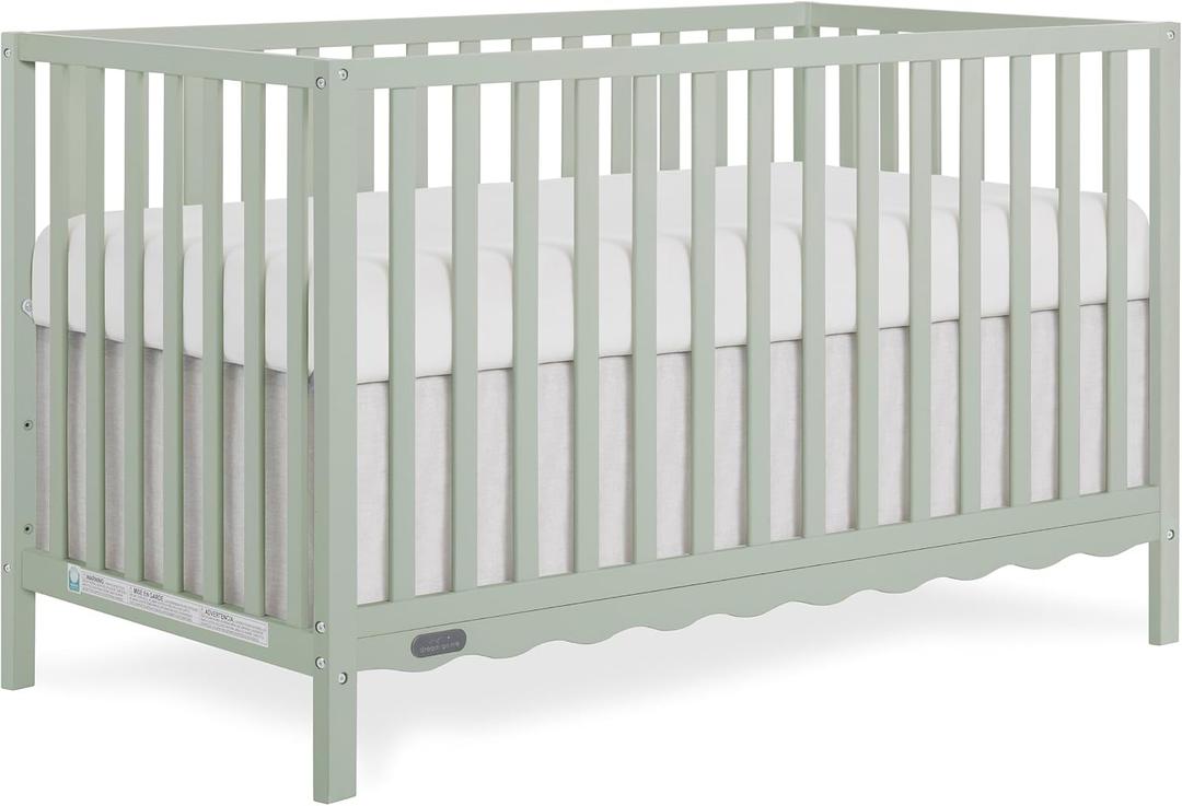 Dream On Me Synergy Wave 5-in-1 Convertible Full Size Baby Crib, Sage Green, 53.5"L x 29.8"W x 34"H