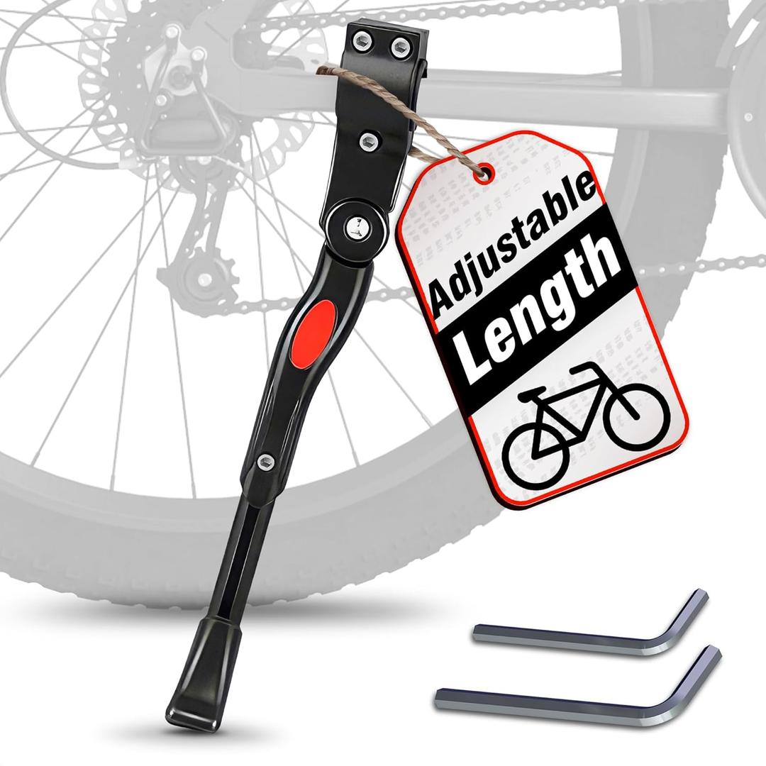 Adjustable Bike Kickstand for Adult Bike  Fits 24" to 27.5" Wheels, Aluminum Alloy, Easy to Install, Non-Slip Foot for Stability on Mountain, Road, Hybrid, Commuter Bikes, Daily & Long-Distance Rides