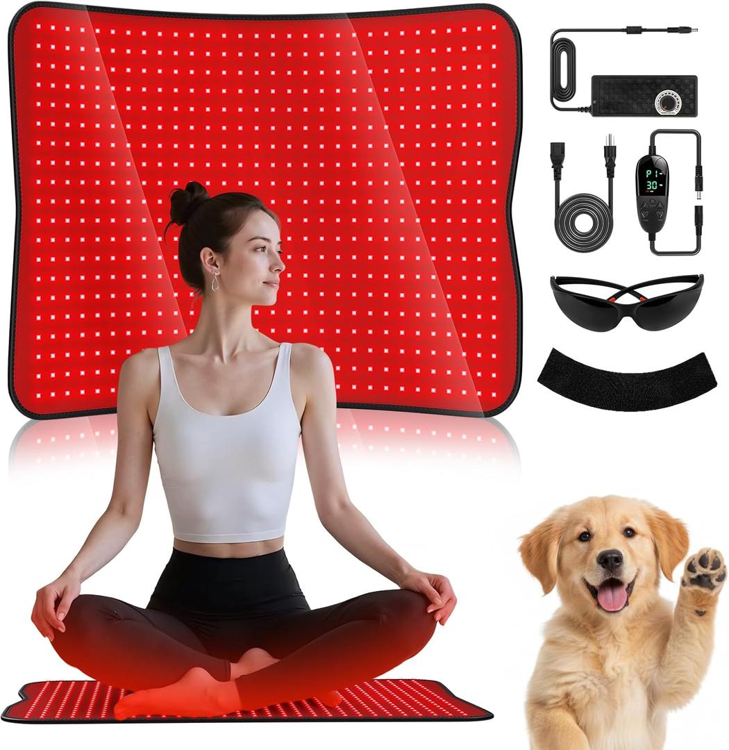 Red Light Therapy Mat for Body - 26.8" x 23.5" RedLight Therapy Pad with 600 LEDs,Near Infrared Red Light Mat 660nm & 850nm Redlight Therapy Pads W770