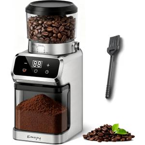 Coffee Grinder Electric, Emojoy Coffee Bean Grinder with 30 Grinding Settings, Burr Coffee Grinder for Home Use, Touchscreen and LED Control Panel, Stainless Steel Conical Burr Grinder