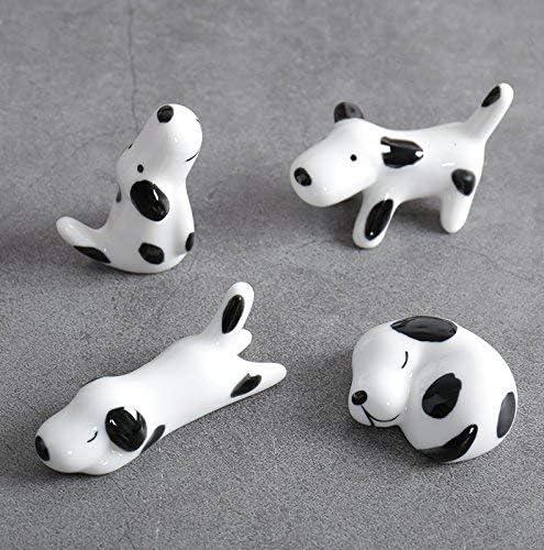 4 Pcs Set Cute Spotted Dog Ceramic Ware Chopsticks Stand Rest Rack Knife Fork Holder