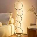 NUR 43.3" Modern Floor Lamp, Ring Standing Lamp, Dimmable, Metallic Feel, Artistic Trendy Design, Energy-Saving, Touch Switch, Ideal for Home, Office, Eco-Friendly