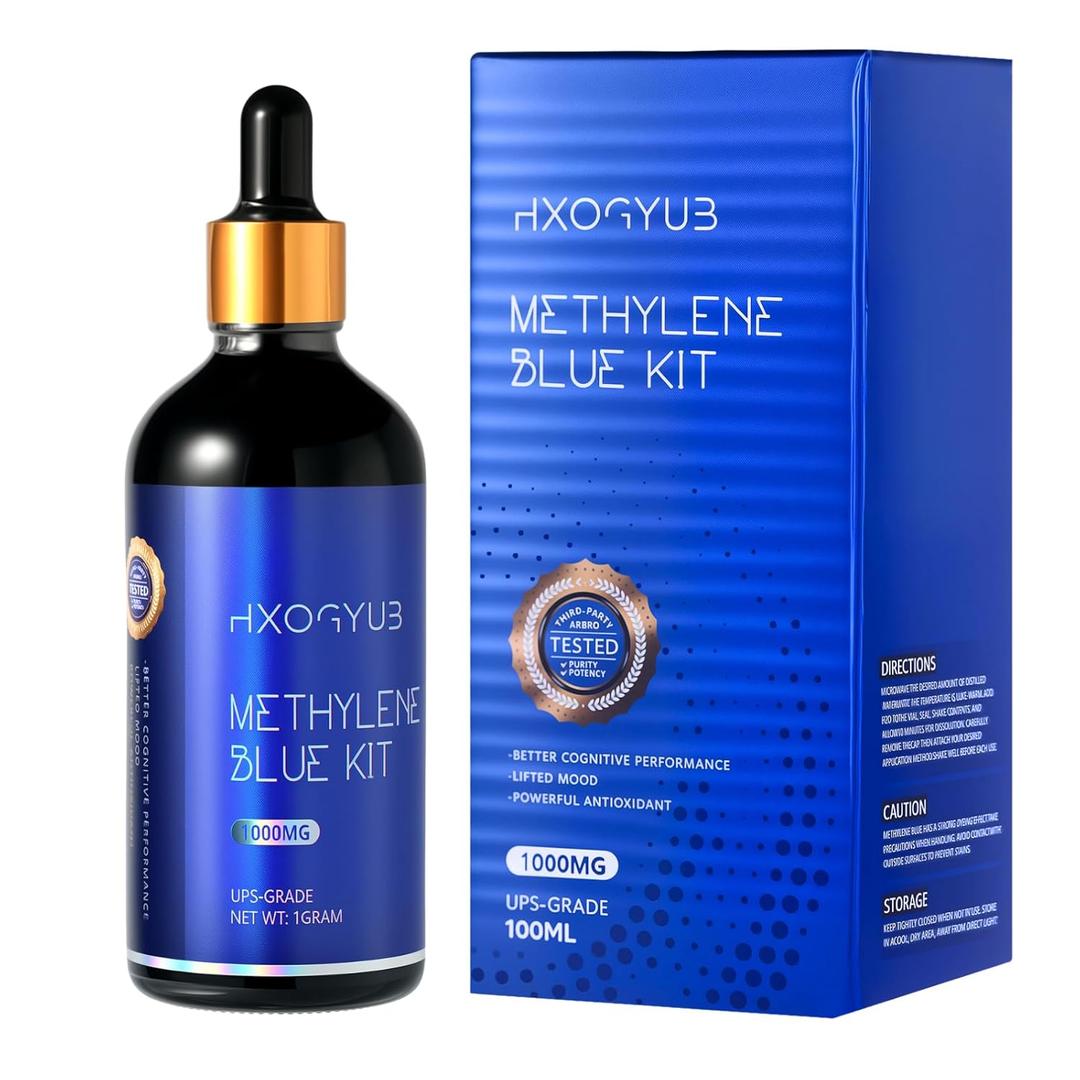 Methylene Blue Powder for Humans, 100ML Bottle(1%, 1 Gram), Third-Party Tested 99+%, USP Grade Compliant, Brain Health Dietary Supplement for Humans, Only Powder(Need to Add Purified Water)