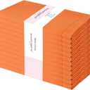 PurpleEssences Set of 12 Hemstitch Cloth Dinner Napkins 100% Cotton - Soft Durable Washable - Ideal for Wedding Christmas Holiday Winter - Perfect Everyday Use Table Linen 18x18 - Orange