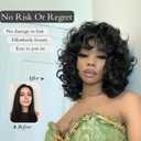 Short Curly Wigs for Black Women Soft Black Big Curly Wig with Bangs Afro Kinky Curls Heat Resistant Natural Looking Synthetic Wig for African American Women Black