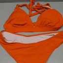 TASHEHE Women's Bikini Set High Waisted Twist Swimsuit Colorblock Halter Two Piece Bathing Suit (X-Large, Orange)