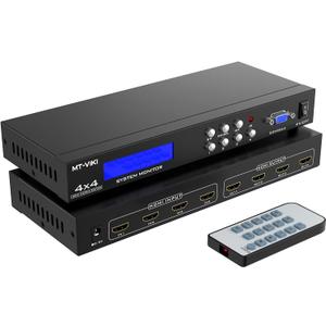 MT-VIKI 4x4 HDMI Matrix 4 in 4 Out 4K@30Hz HDMI Matrix Switcher & Splitter Support 4Kx2K@30HZ, EDID, RS232