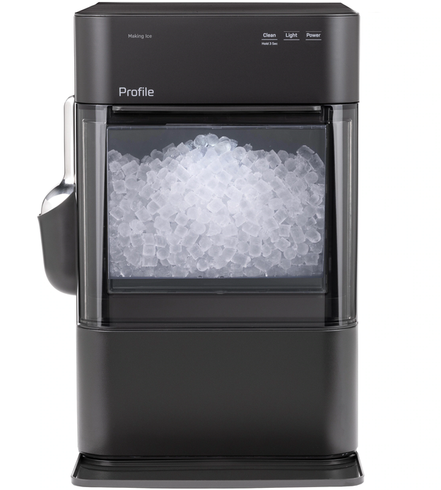 GE Profile Opal Ultra, Countertop Nugget Ice Maker, 1 Gal XL Side Tank, 38 lbs/Day, Pebble Pellet Crushed Ice Machine, WiFi Black Stainless Steel 