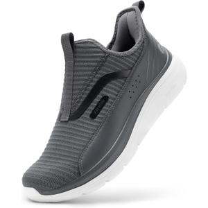 FitVille Men's Extra Wide Slip on Walking Shoes with Arch Support Men Slip on Sneakers for Foot Pain Relief-Stepease V2 (10.5 Wide, Nocturne Gray)