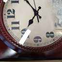 Wall Clock Vintage 1950s Style - Square Retro 12 Inch Wall Clocks Battery Operated for Kitchen Home Decor, Cherry Red