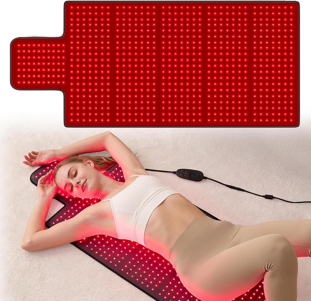 Extra Large Red Light Therapy Mat, High-Density LEDs Full Body Red Light Therapy, 660nm & 850nm Dual Wavelengths, Foldable Red Light Therapy Blanket with Timer, 47.5" x 20"