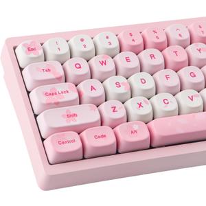 Tsungup MOA Keycaps-Pink Sakura,129 Keys Cute PBT Custom Cherry Blossom Keycaps 100 Percent,Dye Sub Key Caps Keyboard Keycap Set for MX Switches Mechanical Keyboard(only keycap)