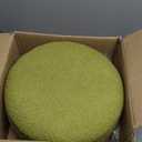 Wimarsbon Storage Ottoman, Modern Round Footrest with Soft Padded Seat, Teddy Velvet Footstool with Wood Legs, Accent Small Table or Plant Stand for Hallway, Living Room (Brilliant Green)