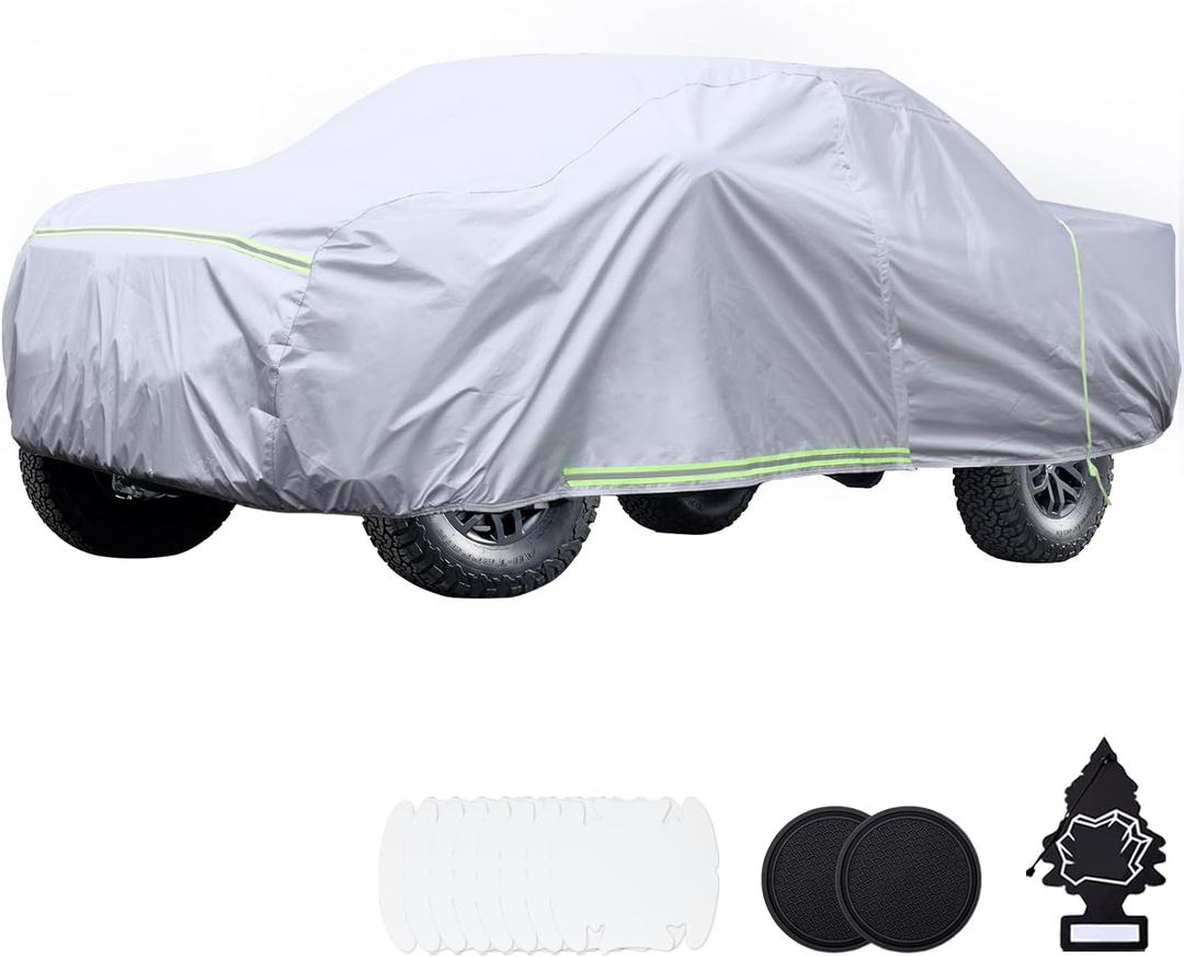 BYDOLL Car Cover Truck Pickup Ford F-450 Super Duty XL,Waterproof All Weather 6 Layers Snowproof Windproof Hail Protector UV Protection 210D Oxford Universal Fit Outdoor Car Cover Zipper Cotton Inside