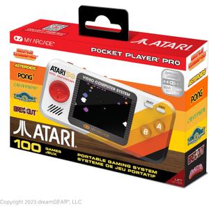 My Arcade Atari Pocket Player Pro: Handheld Portable Video Game Console with 100 Games, 2.75" Color Display, Ergonomic Design