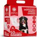 American Kennel Club Female Dog Wrap, Disposable Diapers with Wetness Indicator, (Extra Large Low Tail, 50, Count)