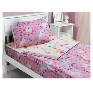 Meeting Story 3pcs Kids Comforter Sets Zipper Bedding Set for Girls,Twin Kid Bedding Set Rainbow Comforter Unicorn Bedding for Kid,All in one Zipper Bedding (Pink，Twin)